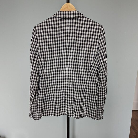 Escada Checked Black and White Seersucker 100% Cotton Blazer - Picture 2 of 16
